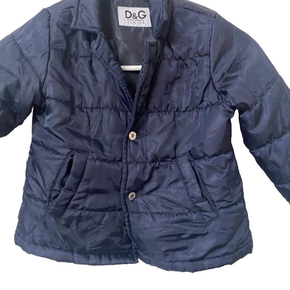 Dolce & Gabbana Jacket Boys 3 Junior Navy Long Sleeve Puffer Collared‎